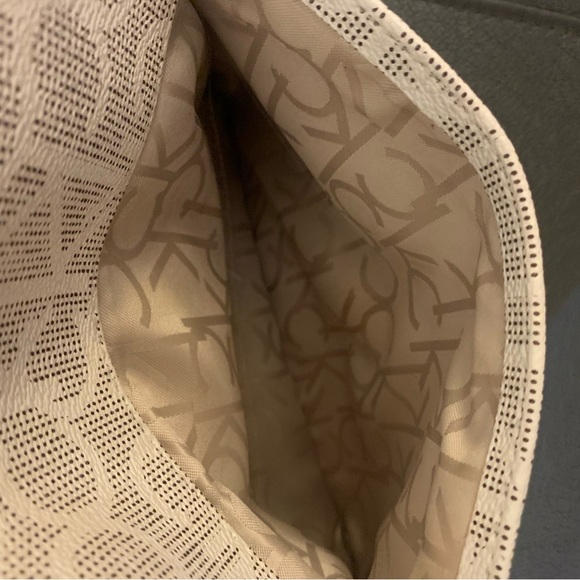 Calvin Klein Tan and White Crossbody Bag with Monogram - Picture 6 of 9